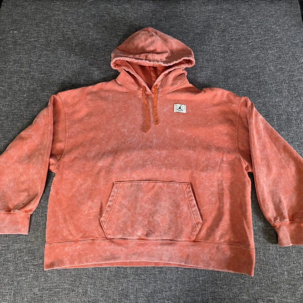 Jordan Flight Essentials Oversized Hoodie Orange Acid Wash DX0442-812 Mens L